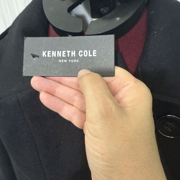 Kenneth Cole New York Wool Blend Pea Coat Women’s 2X Black Asymmetrical Button - Picture 7 of 12